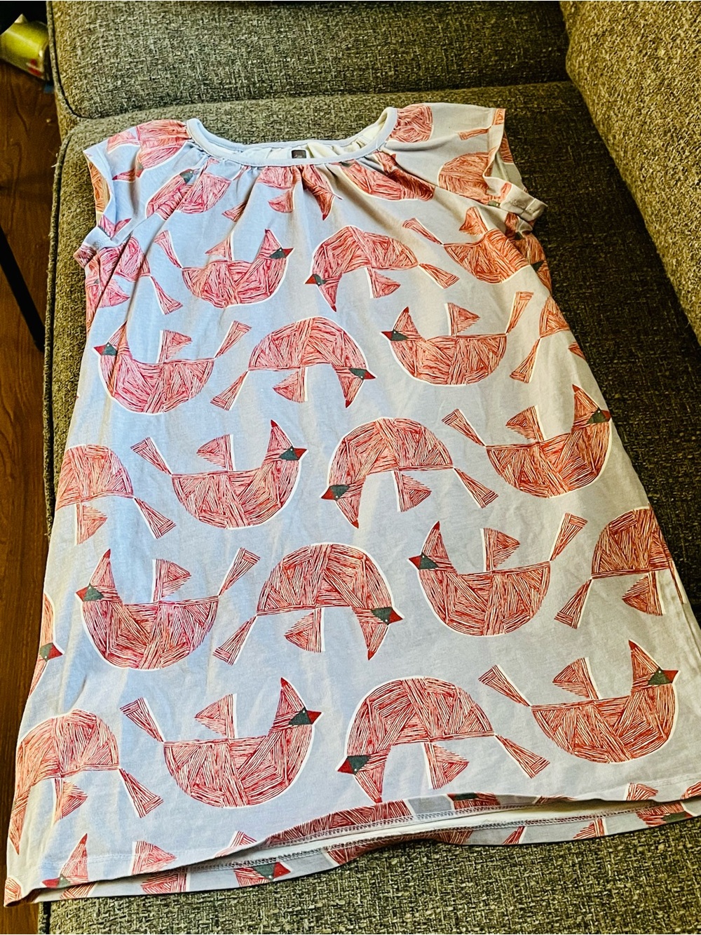 Tea Collection grey T-Shirt dress with Red Cardinals
